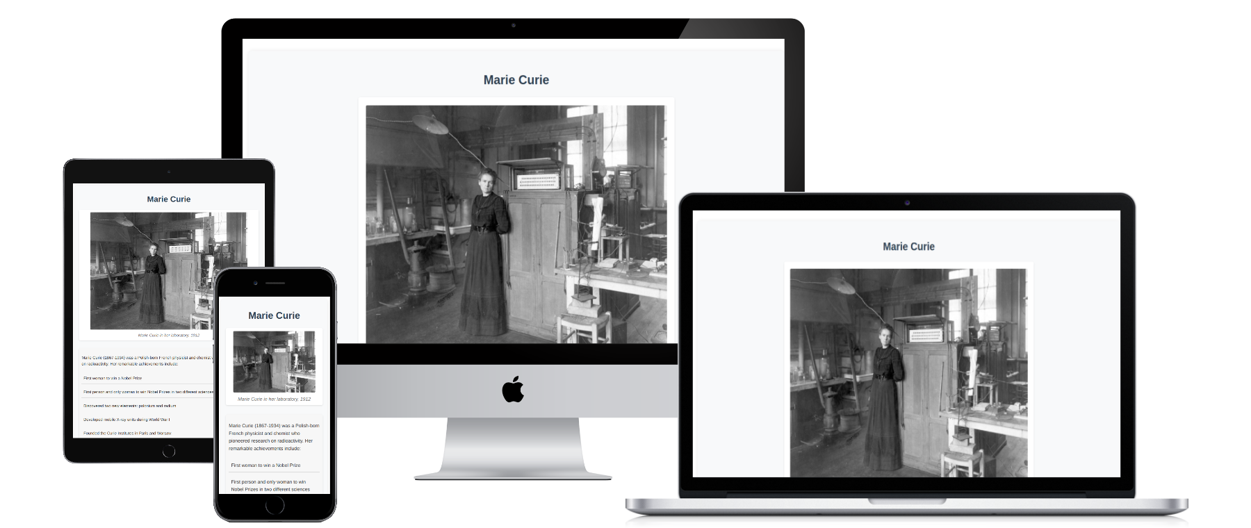 Tribute Page for Marie Curie
